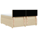 Bed slatted base with mattress Cream 200x200 cm Fabric