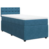 Slatted bed base with blue mattress 90x190 cm velvet