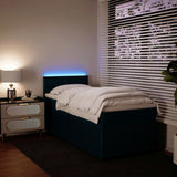 Slatted bed base with blue mattress 90x190 cm velvet