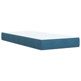 Slatted bed base with blue mattress 90x190 cm velvet