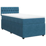 Slatted bed base with blue mattress 90x190 cm velvet