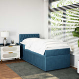 Slatted bed base with blue mattress 90x190 cm velvet