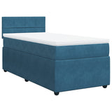 Slatted bed base with blue mattress 90x190 cm velvet