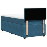 Slatted bed base with blue mattress 90x190 cm velvet