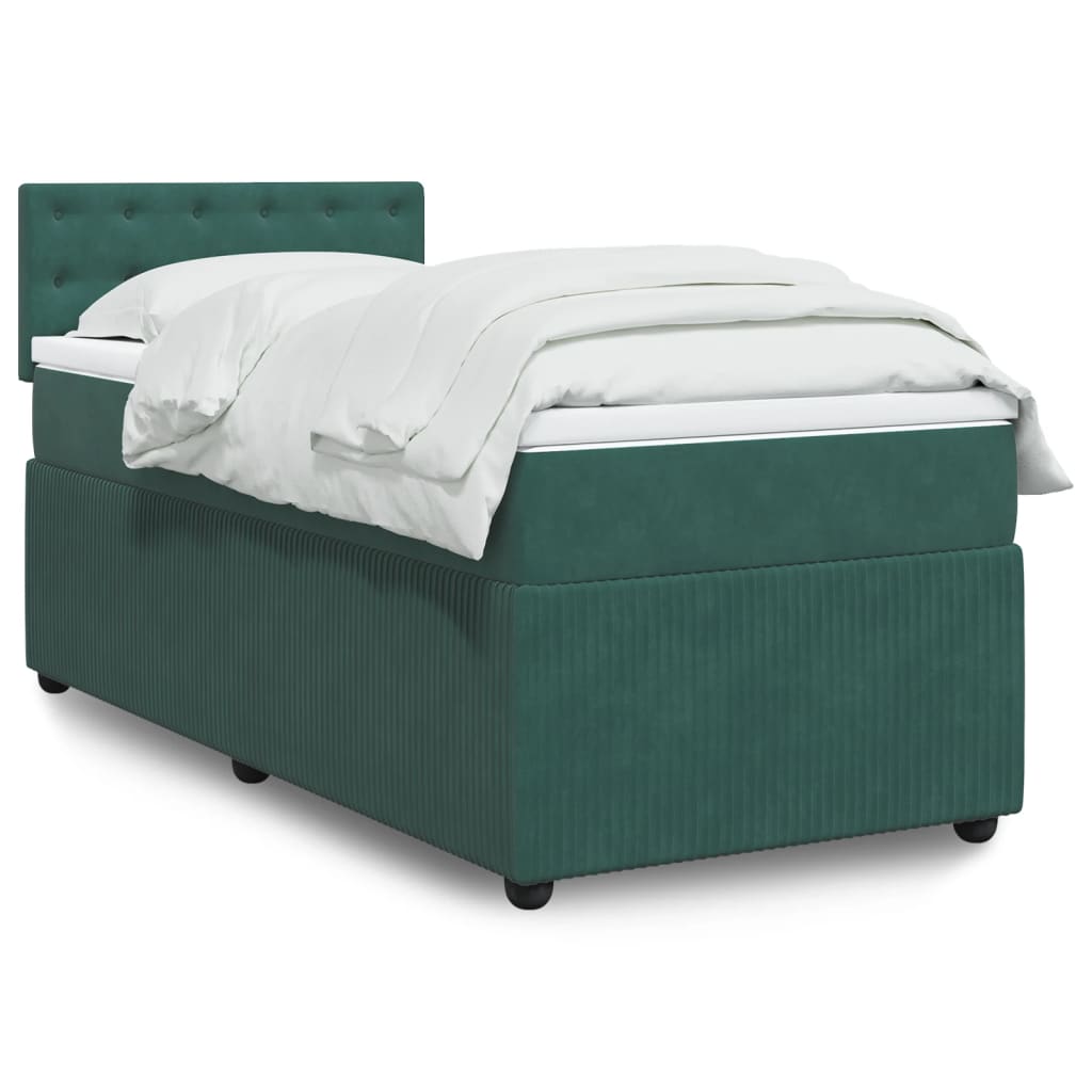 Slatted bed base with mattress Dark green 90x200 cm