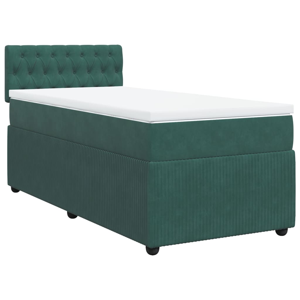 Slatted bed base with mattress Dark green 90x200 cm