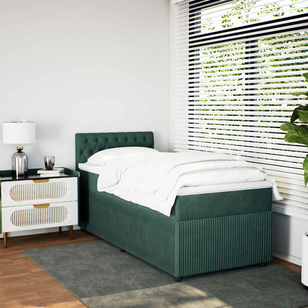 Slatted bed base with mattress Dark green 90x200 cm