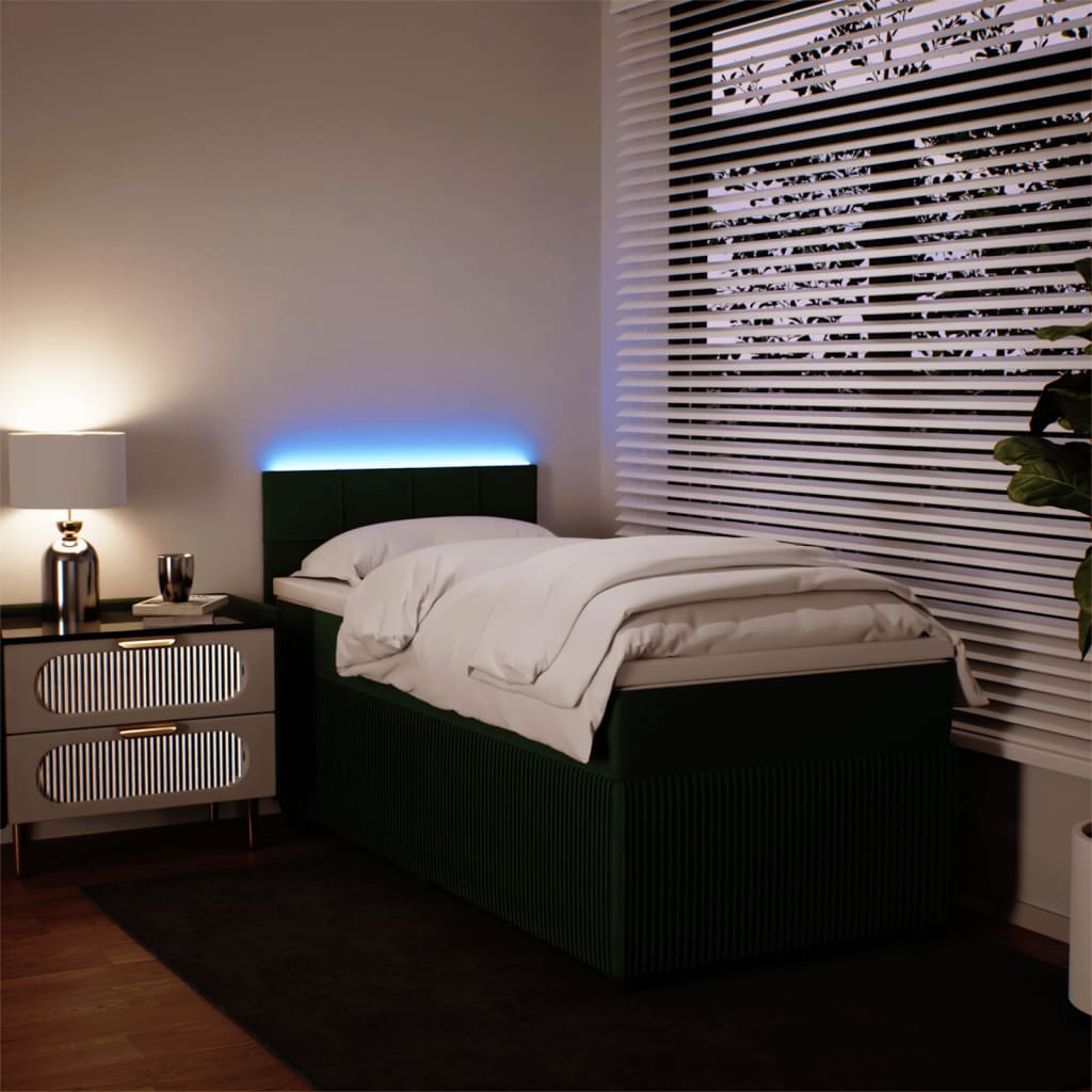 Slatted bed base with mattress Dark green 90x200 cm