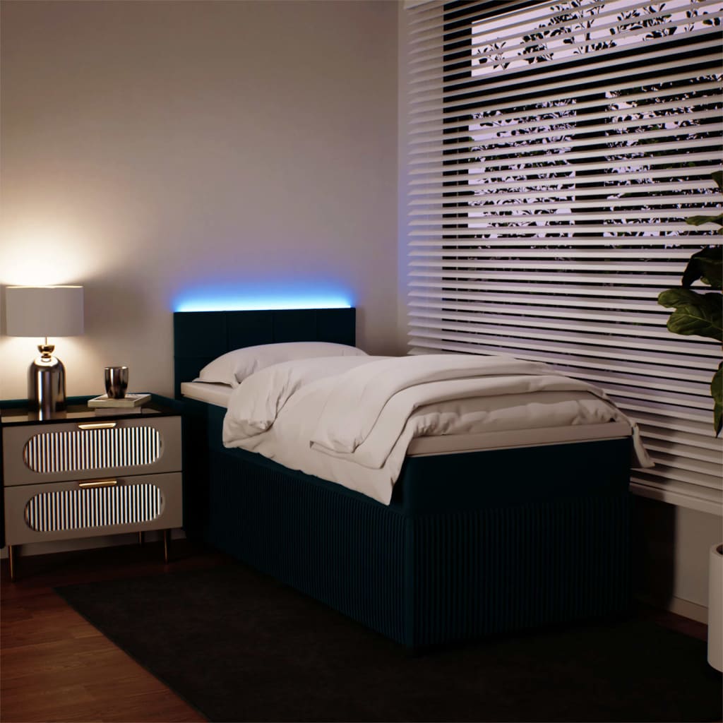 Slatted bed base with blue mattress 100x200 cm