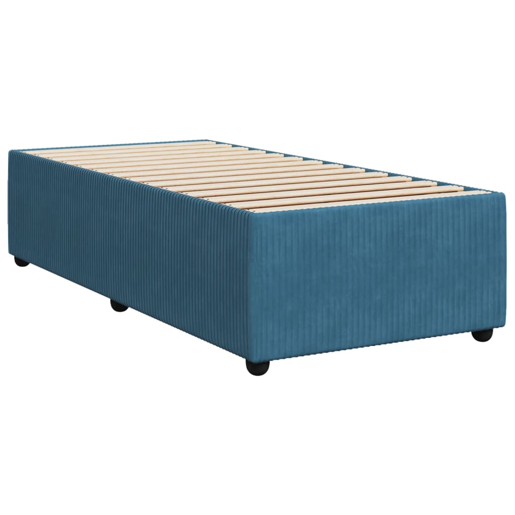 Slatted bed base with blue mattress 100x200 cm