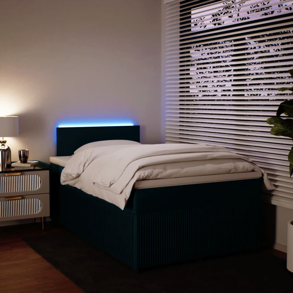 Slatted bed base and blue mattress 120x190 cm velvet