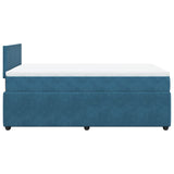 Slatted bed base and blue mattress 120x190 cm velvet