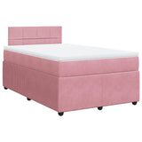 Slatted bed base with pink mattress 120x190 cm velvet