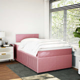 Slatted bed base with pink mattress 120x190 cm velvet