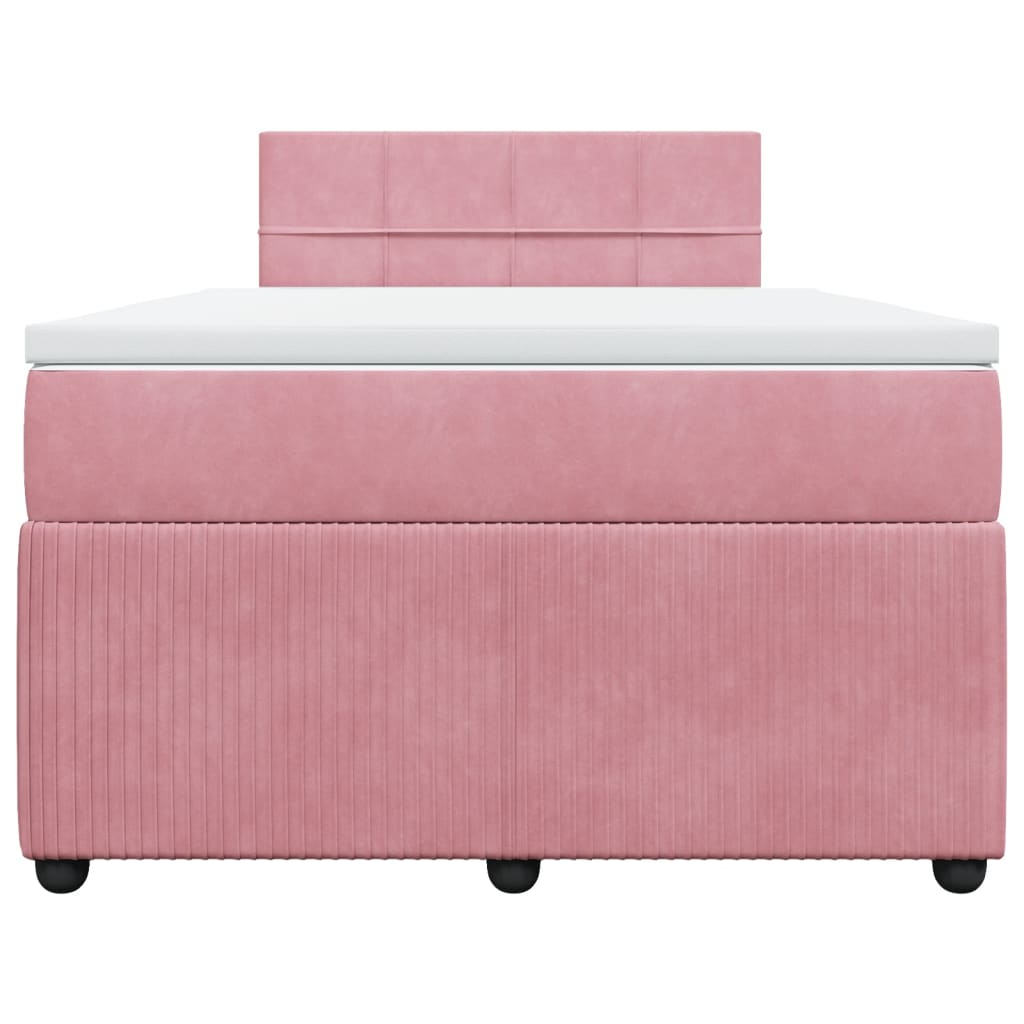 Slatted bed base with pink mattress 120x190 cm velvet