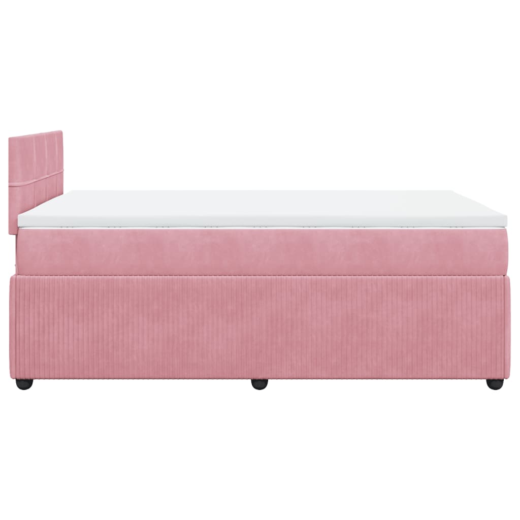 Slatted bed base with pink mattress 120x190 cm velvet