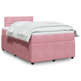 Slatted bed base with pink mattress 120x190 cm velvet