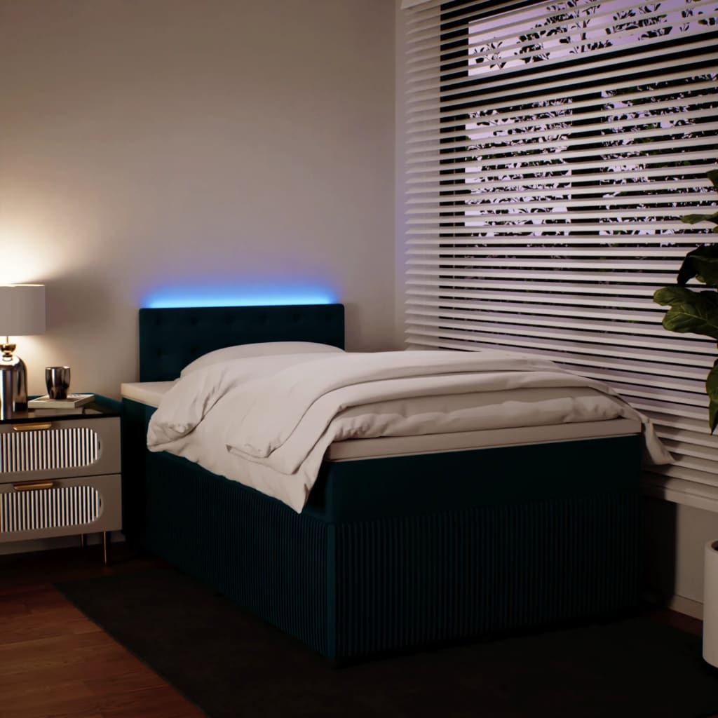 Slatted bed base and blue mattress 120x200 cm velvet