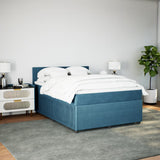 Slatted bed base and blue mattress 140x200 cm velvet