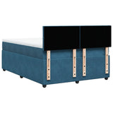 Slatted bed base and blue mattress 140x200 cm velvet