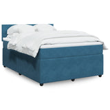 Slatted bed base and blue mattress 140x200 cm velvet