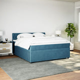 Slatted bed base and blue mattress 180x200 cm velvet