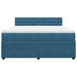 Slatted bed base and blue mattress 180x200 cm velvet