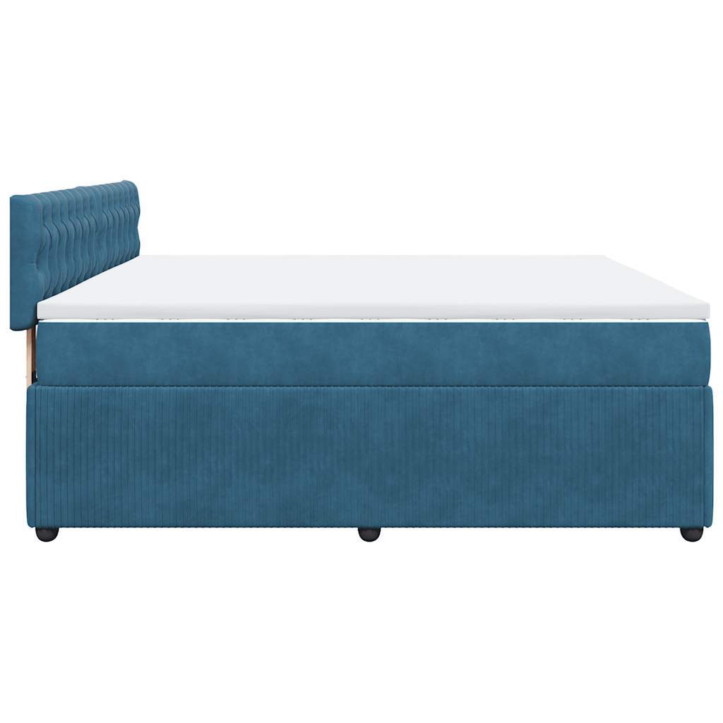 Slatted bed base and blue mattress 180x200 cm velvet