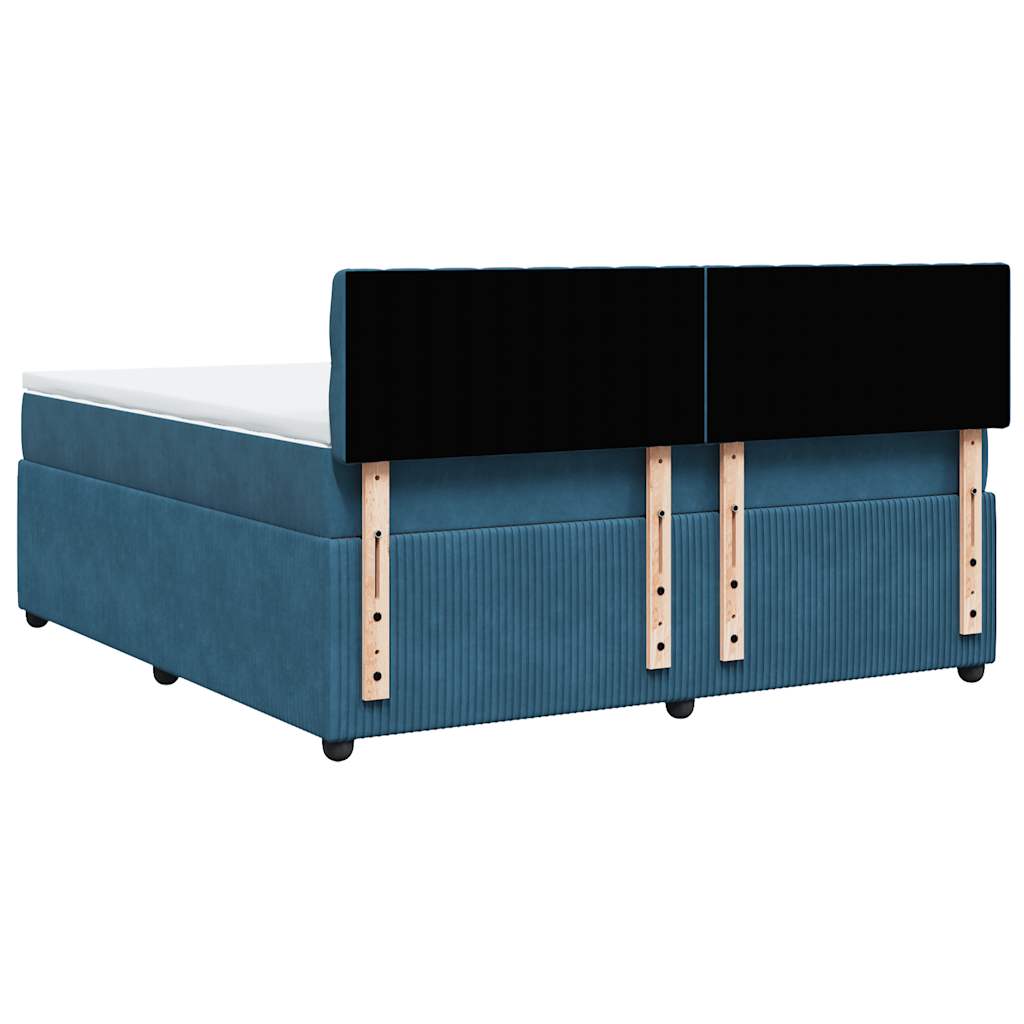 Slatted bed base and blue mattress 180x200 cm velvet