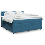 Slatted bed base and blue mattress 180x200 cm velvet