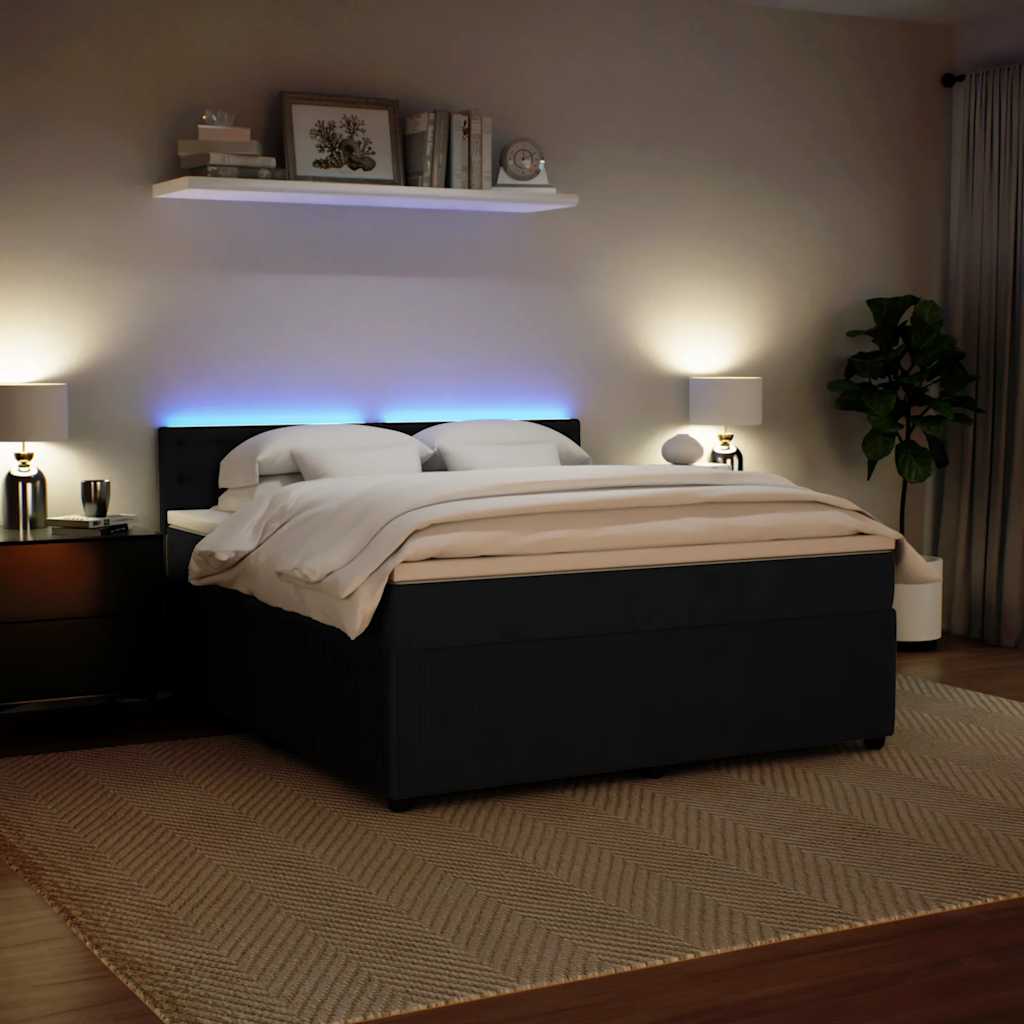 Slatted bed base with mattress Black 180x200 cm Velvet