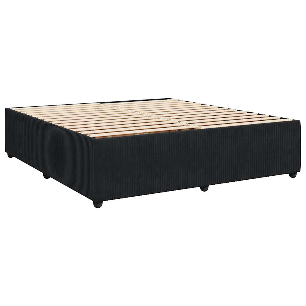 Slatted bed base with mattress Black 180x200 cm Velvet