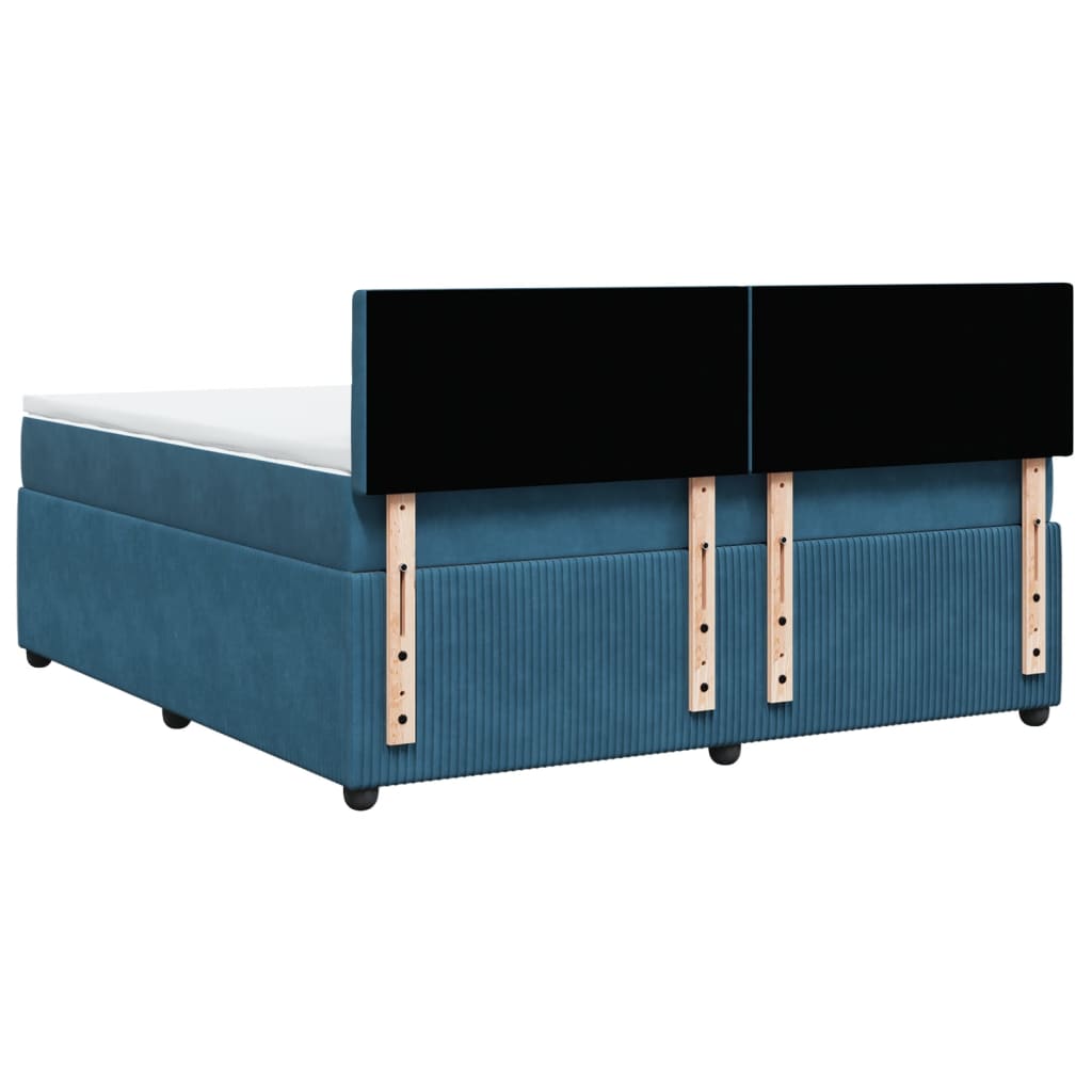 Slatted bed base and blue mattress 180x200 cm velvet