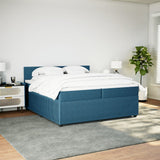 Slatted bed base and mattress Blue 200x200 cm velvet