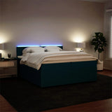 Slatted bed base and mattress Blue 200x200 cm velvet