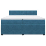 Slatted bed base and mattress Blue 200x200 cm velvet