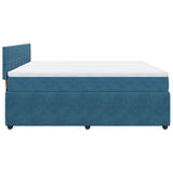 Slatted bed base and mattress Blue 200x200 cm velvet