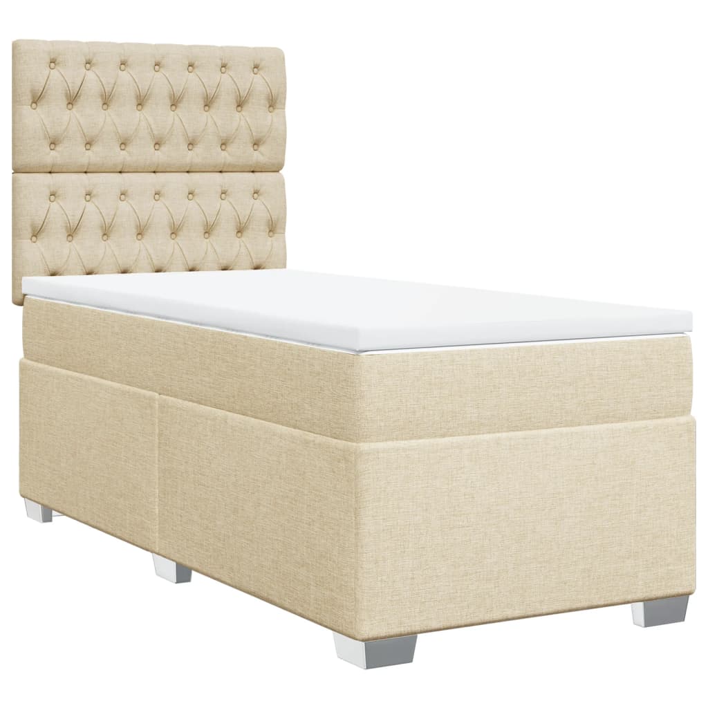 Sommier à lattes de lit avec matelas Crème 80x200 cm Tissu