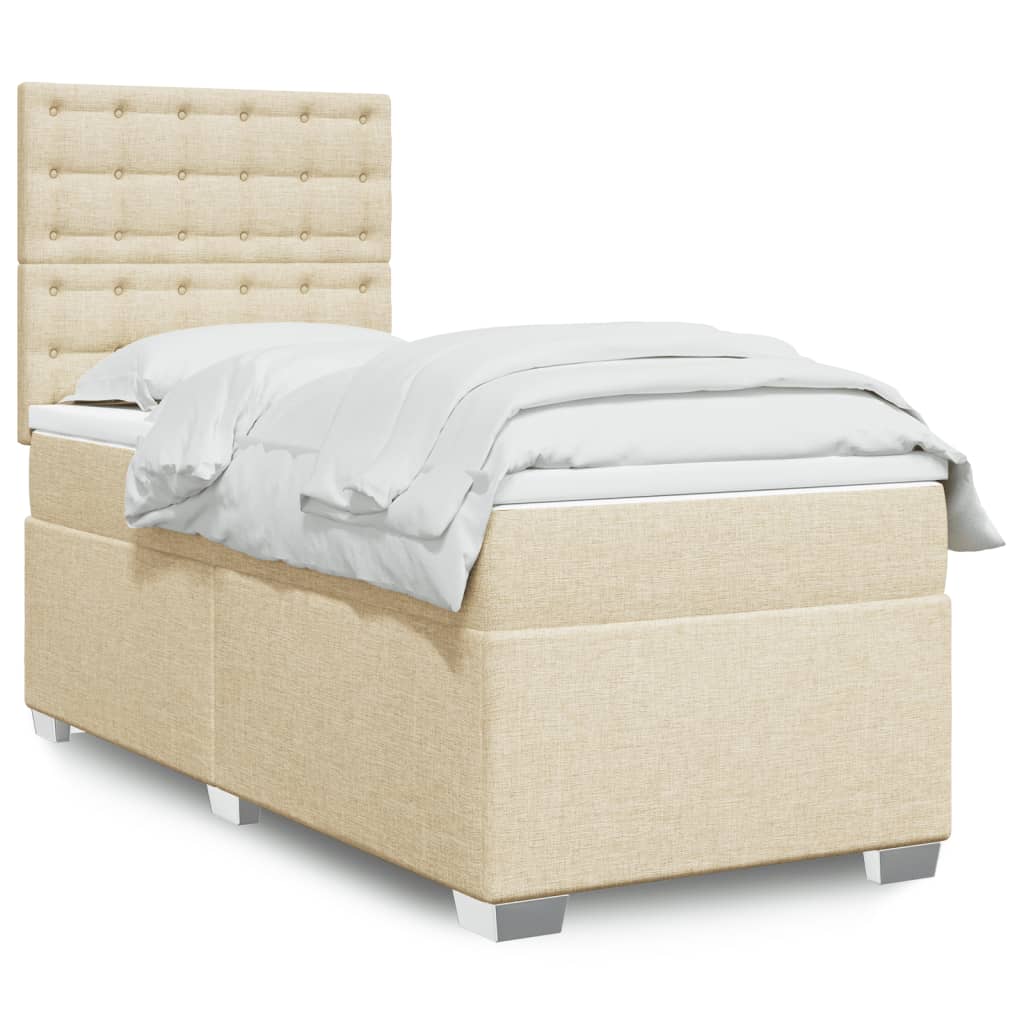 Sommier à lattes de lit avec matelas Crème 80x200 cm Tissu