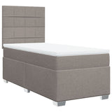 Slatted bed base with mattress Taupe 90x190 cm Fabric