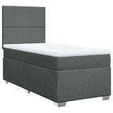 Sommier à lattes de lit avec matelas Gris foncé 90x200 cm Tissu