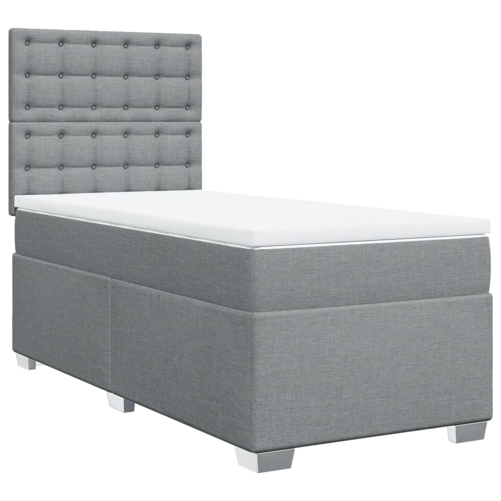 Sommier à lattes de lit avec matelas Gris clair 90x200 cm Tissu