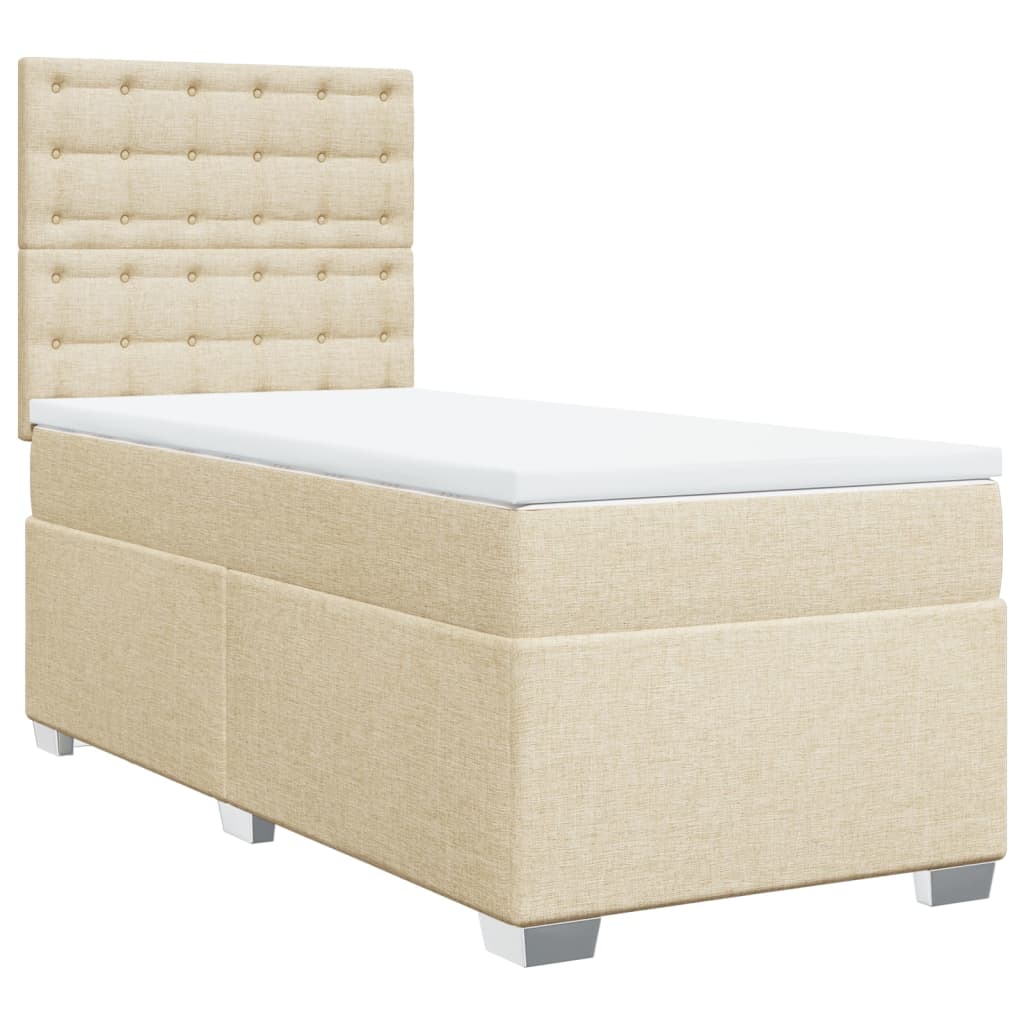 Bed slatted base with mattress Cream 90x200 cm Fabric