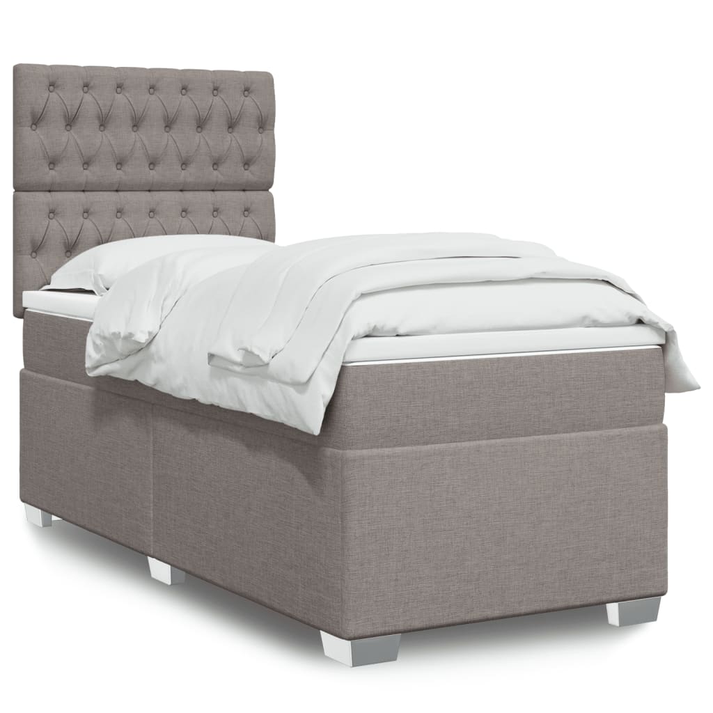 Sommier à lattes de lit avec matelas Taupe 100x200 cm Tissu