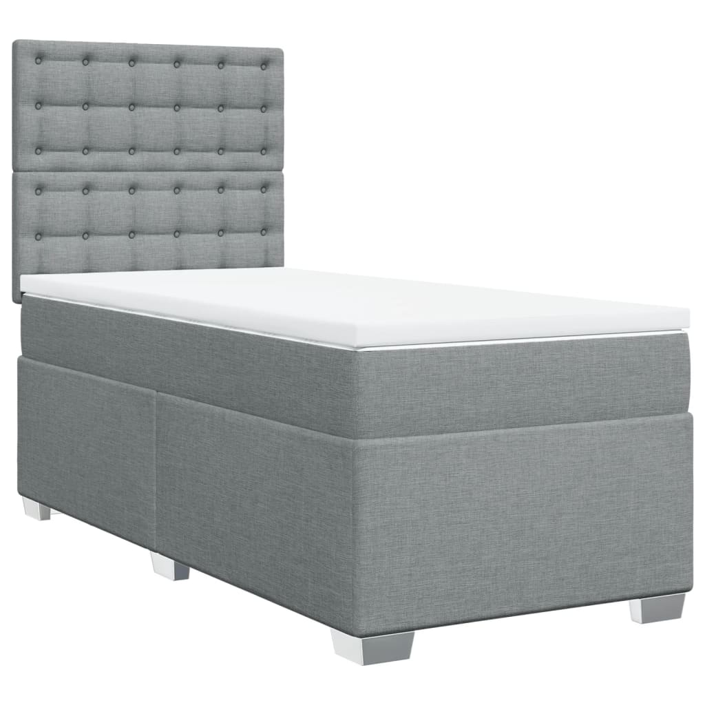 Sommier à lattes de lit avec matelas Gris clair 100x200cm Tissu