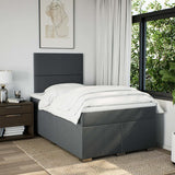 Slatted bed base with dark gray mattress 120x190cm fabric