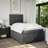 Slatted bed base with dark gray mattress 120x190cm fabric