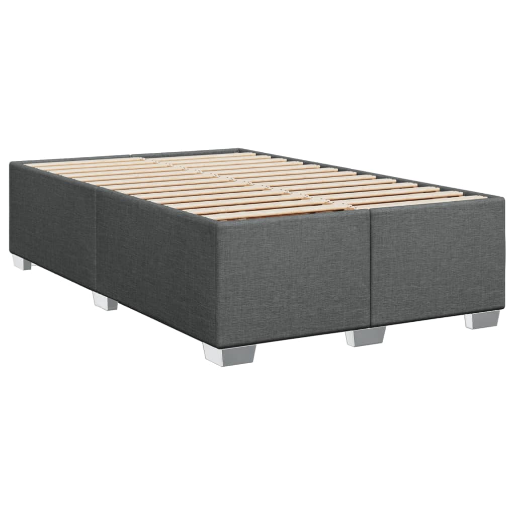 Slatted bed base with dark gray mattress 120x190cm fabric