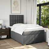 Slatted bed base with dark gray mattress 120x190cm fabric