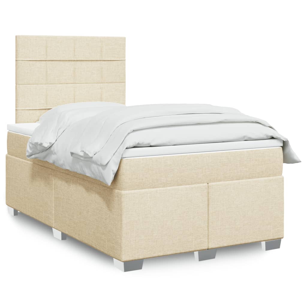 Bed slatted base with mattress Cream 120x200 cm Fabric